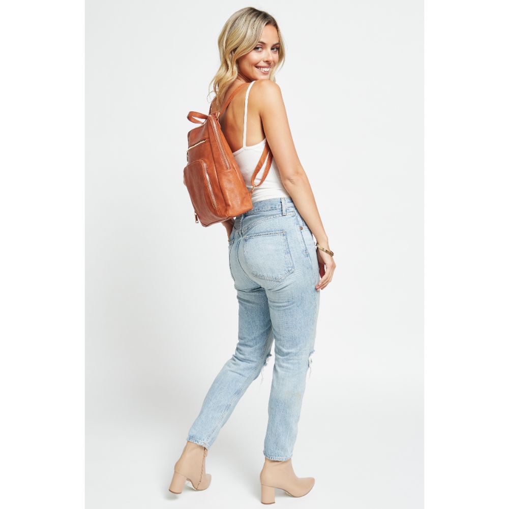 Woman wearing Tan Urban Expressions Gramercy Backpack 840611178664 View 4 | Tan