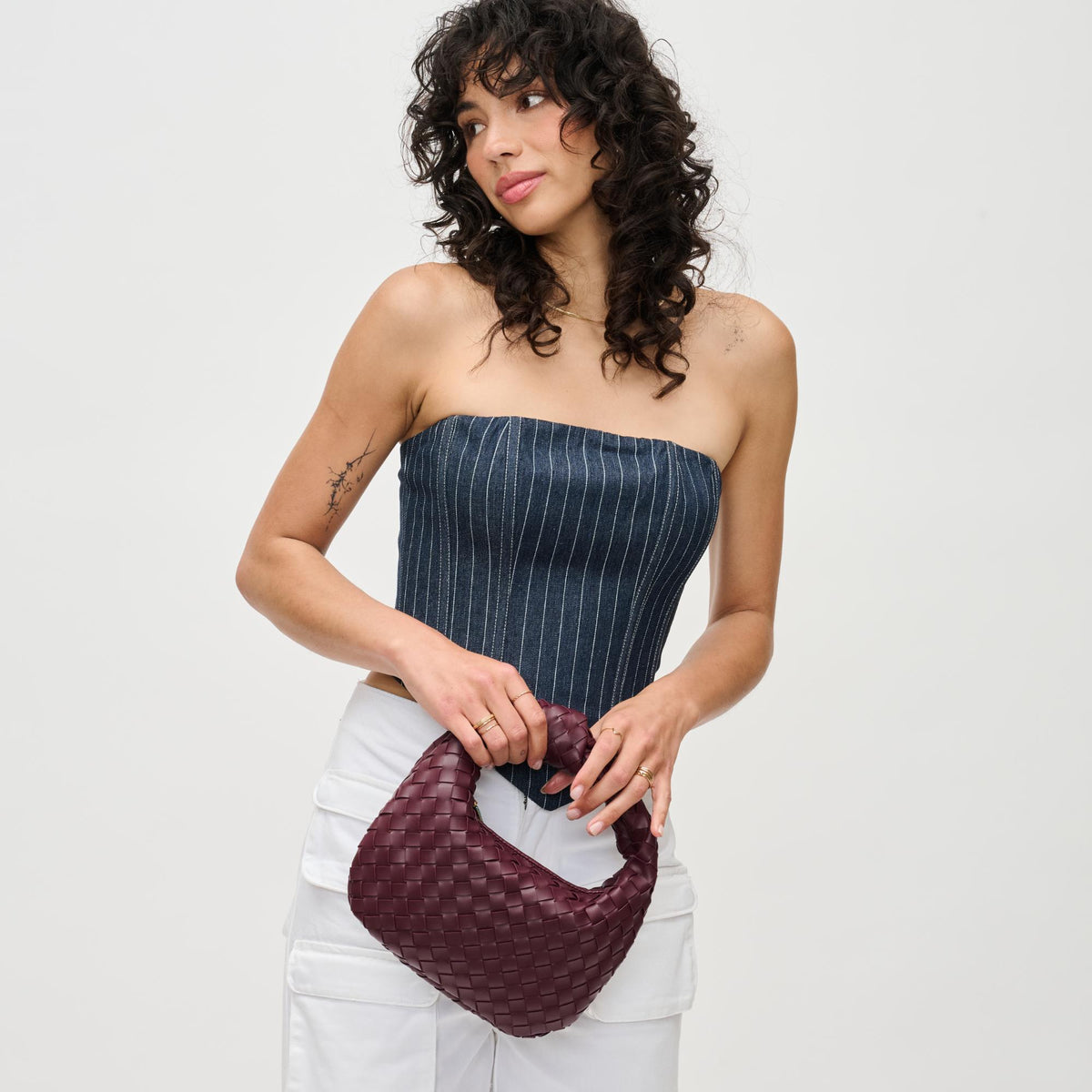 Woman wearing Wine Urban Expressions Tracy - Woven Clutch 840611192936 View 1 | Wine