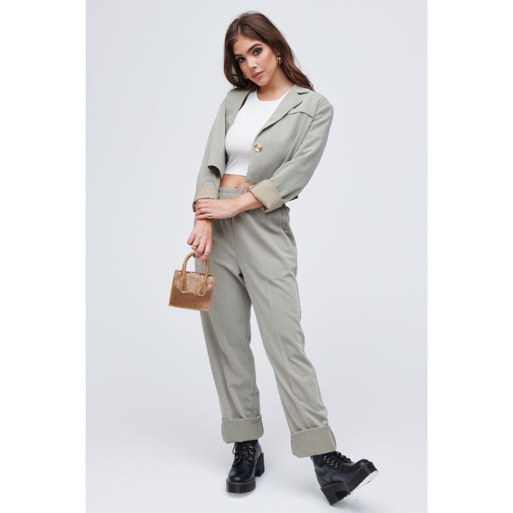 Woman wearing Rose Gold Urban Expressions Daria - Snake Crossbody 818209011181 View 4 | Rose Gold
