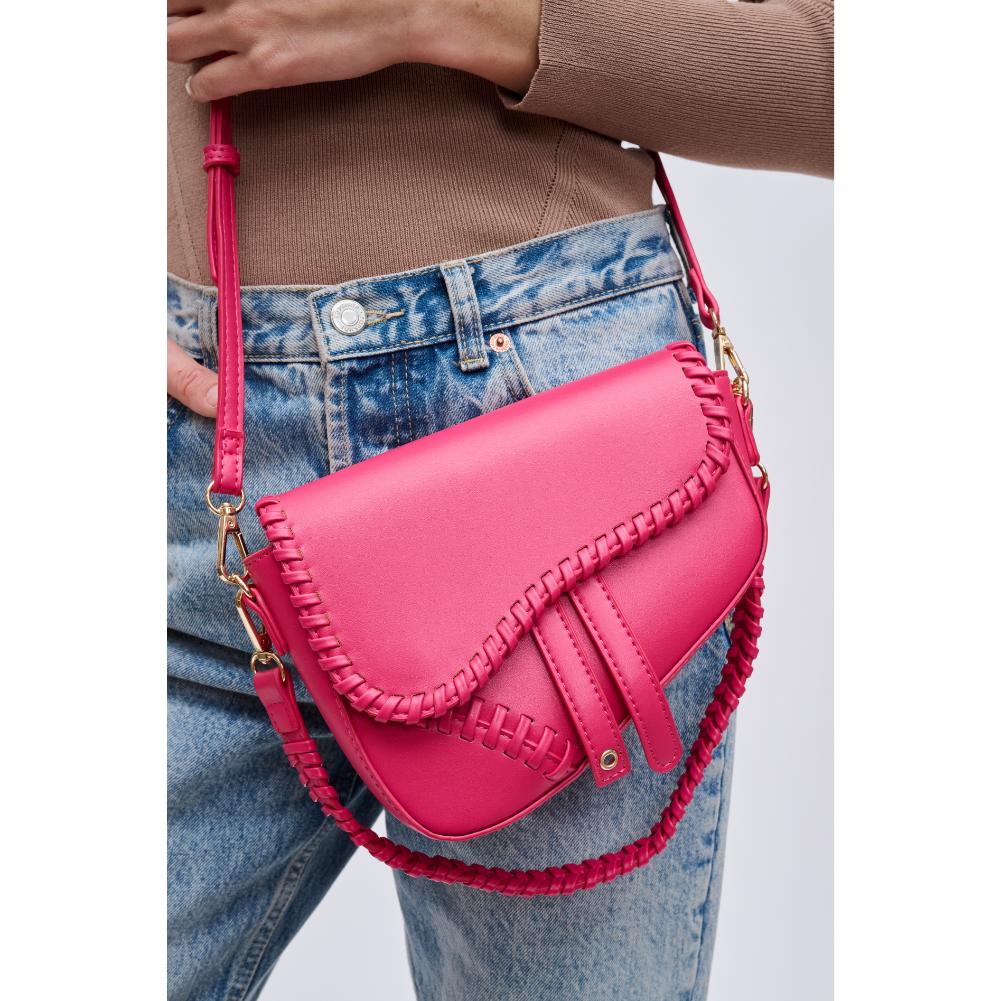 Woman wearing Hot Pink Urban Expressions Sloane Crossbody 840611121738 View 4 | Hot Pink