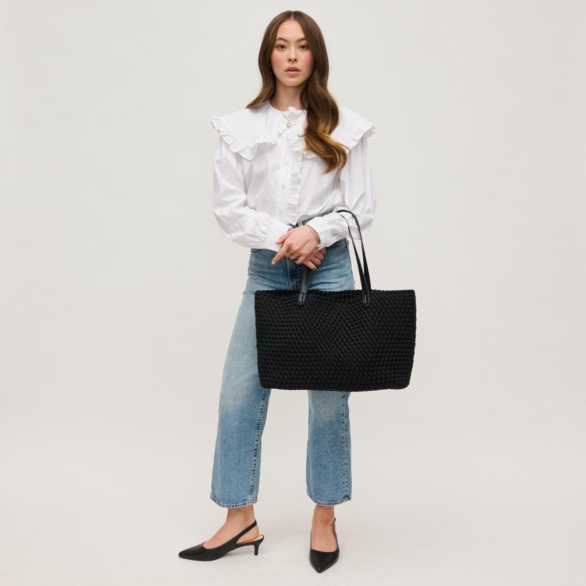 Woman wearing Black Urban Expressions Evie Tote 840611146779 View 4 | Black