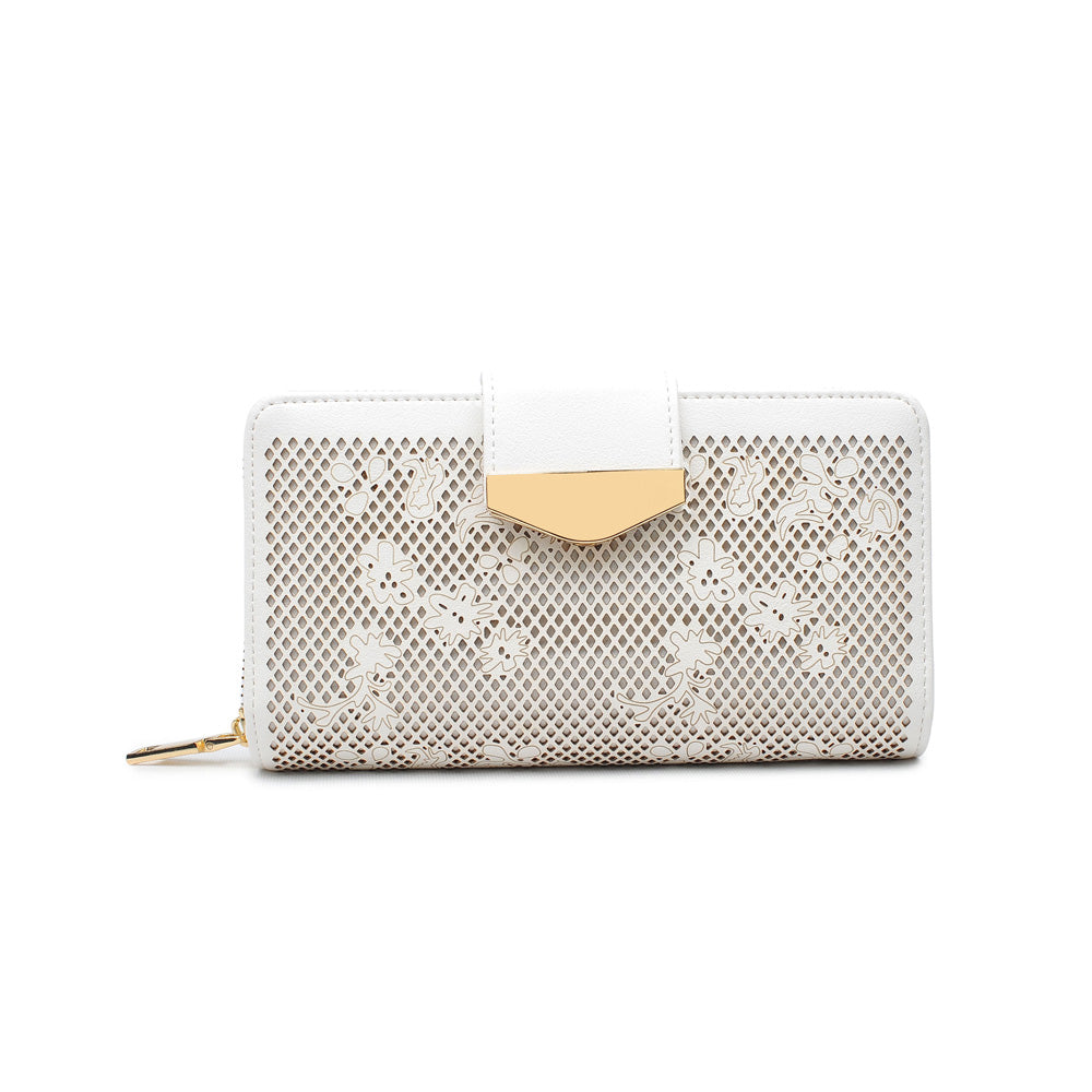 Woman wearing White Urban Expressions Poppy Wallet 840611144010 View 5 | White