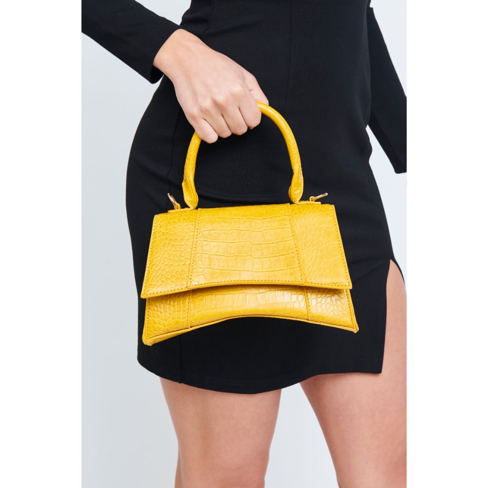 Woman wearing Mustard Urban Expressions Lucas Crossbody 840611181053 View 2 | Mustard
