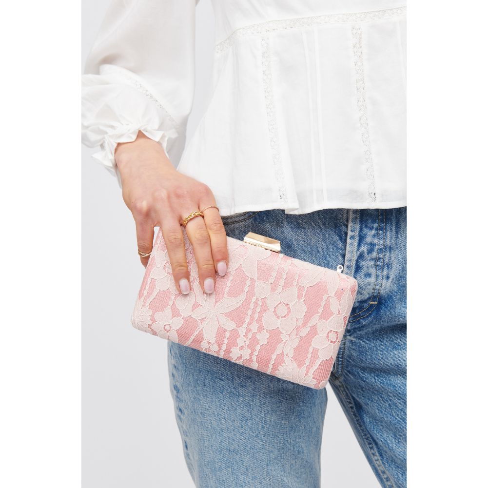 Woman wearing Rose Urban Expressions Azalea Minaudiere 818209016773 View 4 | Rose