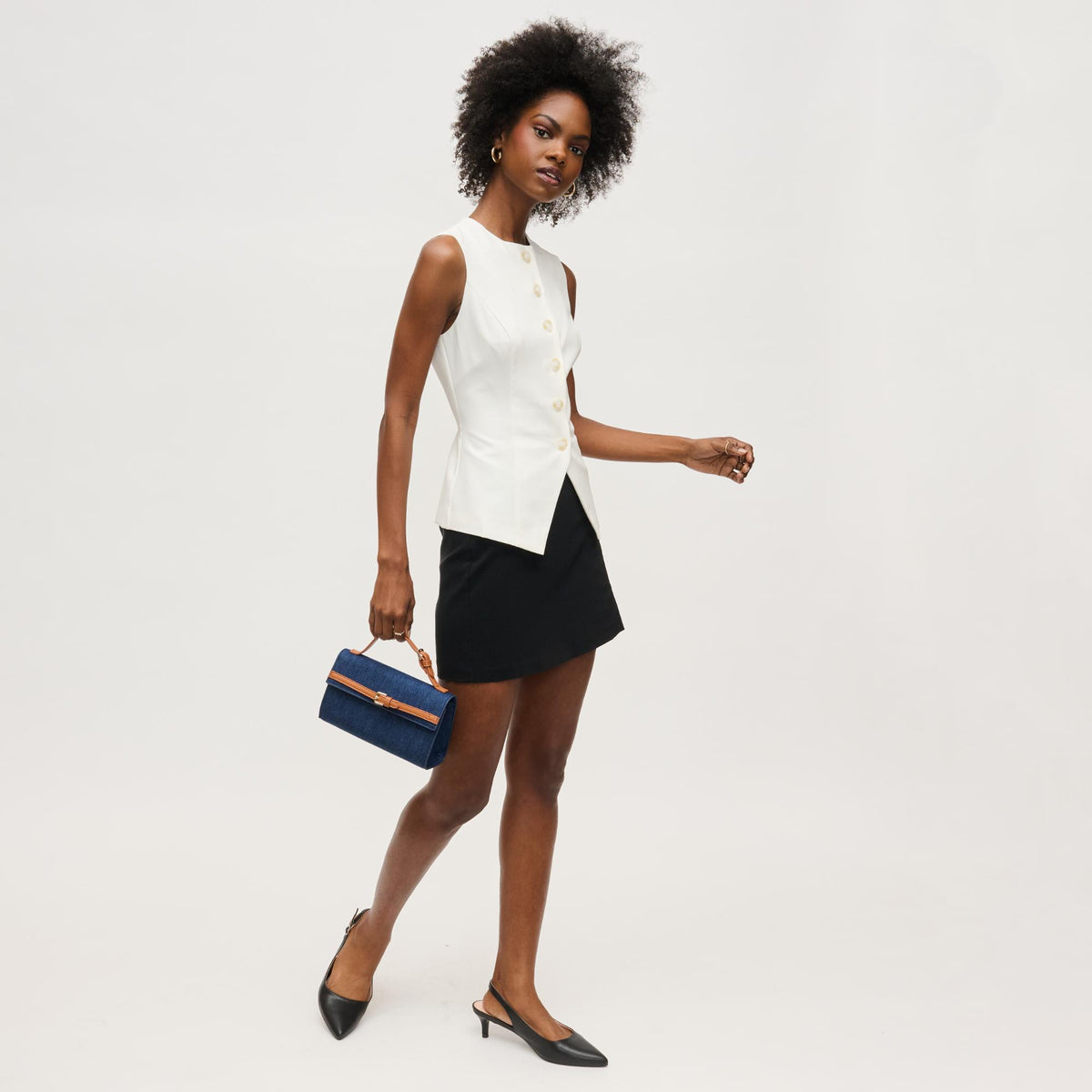 Woman wearing Denim Tan Urban Expressions Thea Crossbody 840611149312 View 2 | Denim Tan