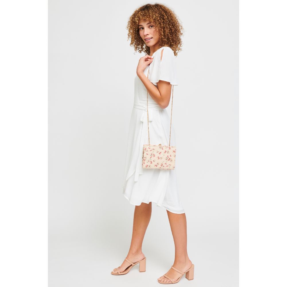 Woman wearing Cream Urban Expressions Elijah - Floral Clutch 840611181497 View 3 | Cream