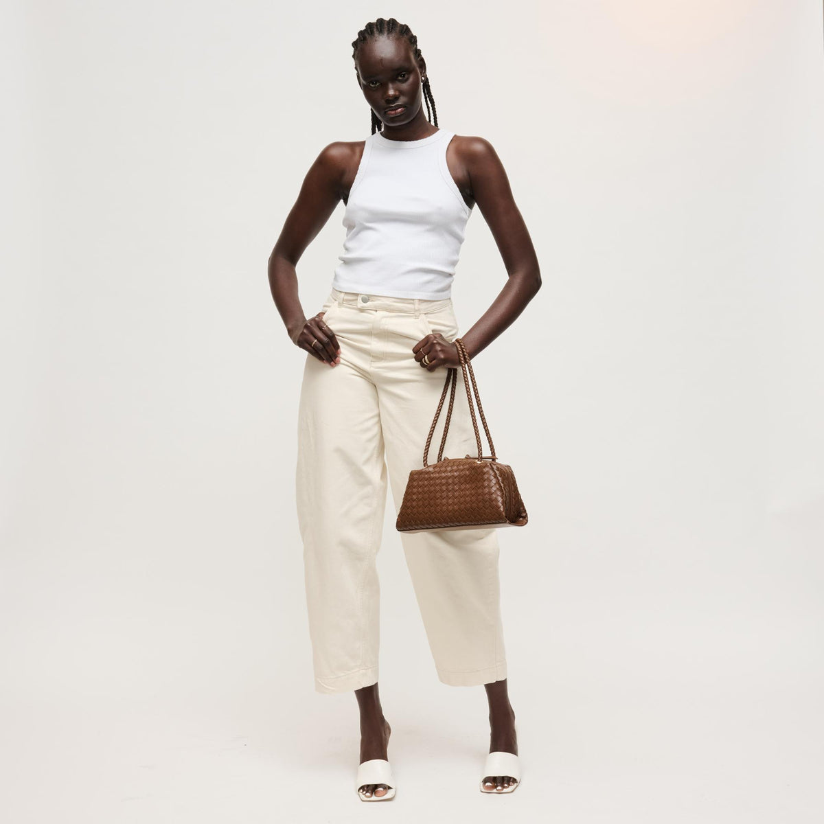 Woman wearing Chocolate Urban Expressions Chloe Shoulder Bag 840504204395 View 4 | Chocolate