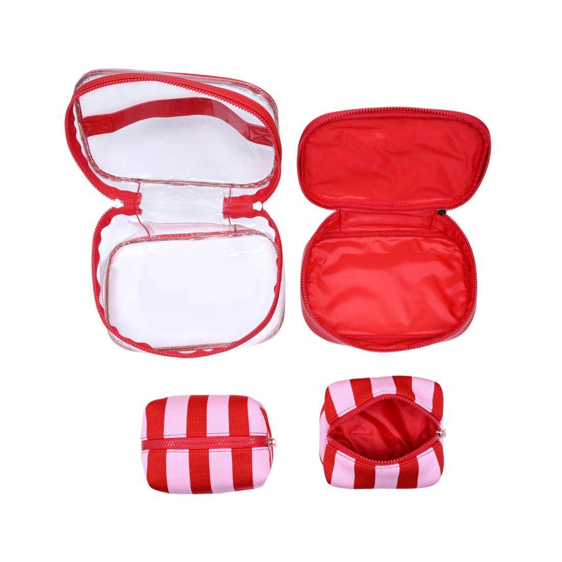 Urban Essentials Essential Stripes - 4 Piece Train Case Set 840504215667 View 8 | Red Pink
