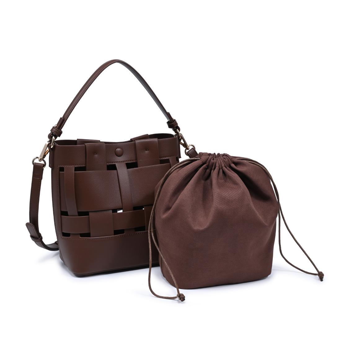 Woman wearing Chocolate Urban Expressions Parker Crossbody 840504205453 View 6 | Chocolate