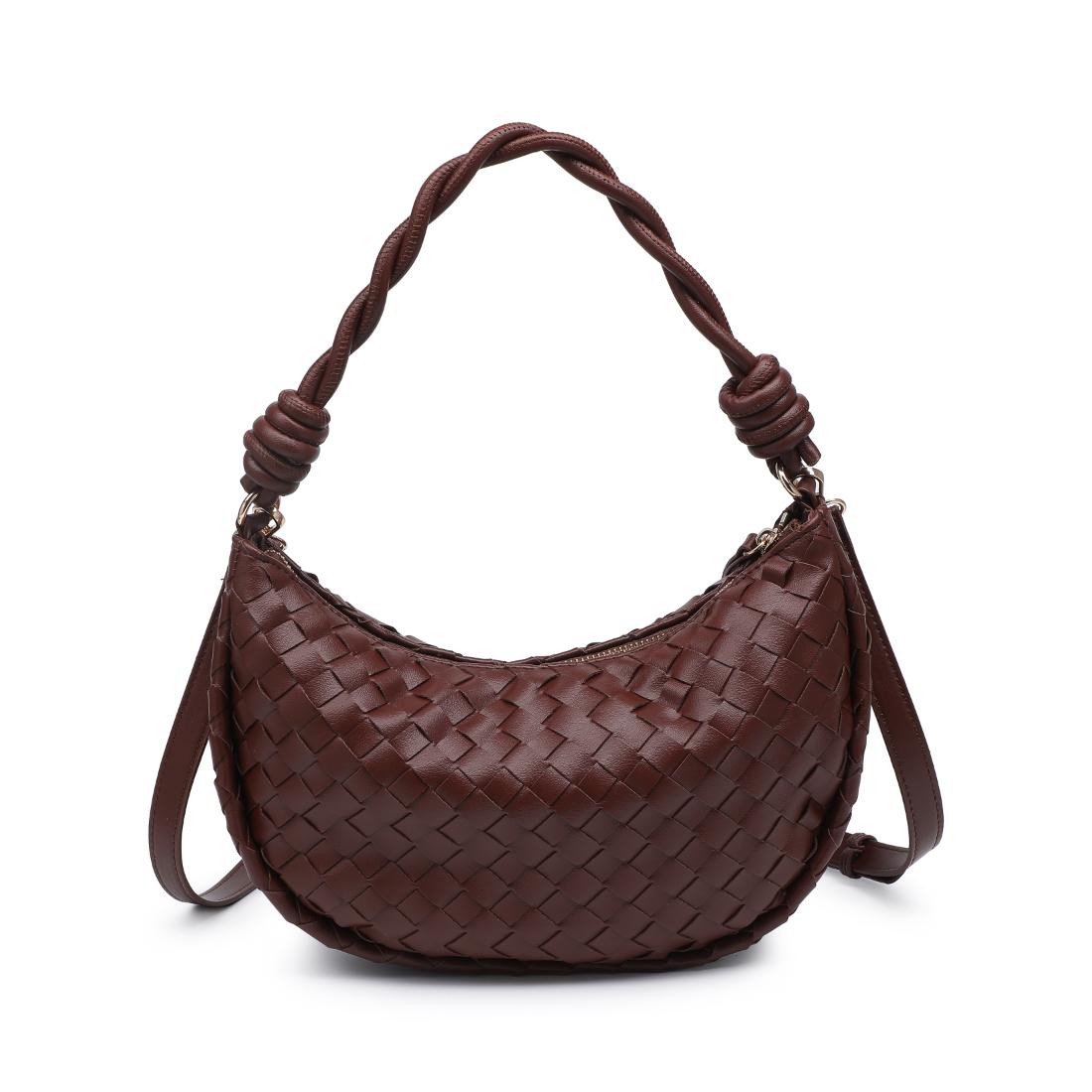 Woman wearing Chocolate Urban Expressions Violet Hobo 840504206597 View 7 | Chocolate