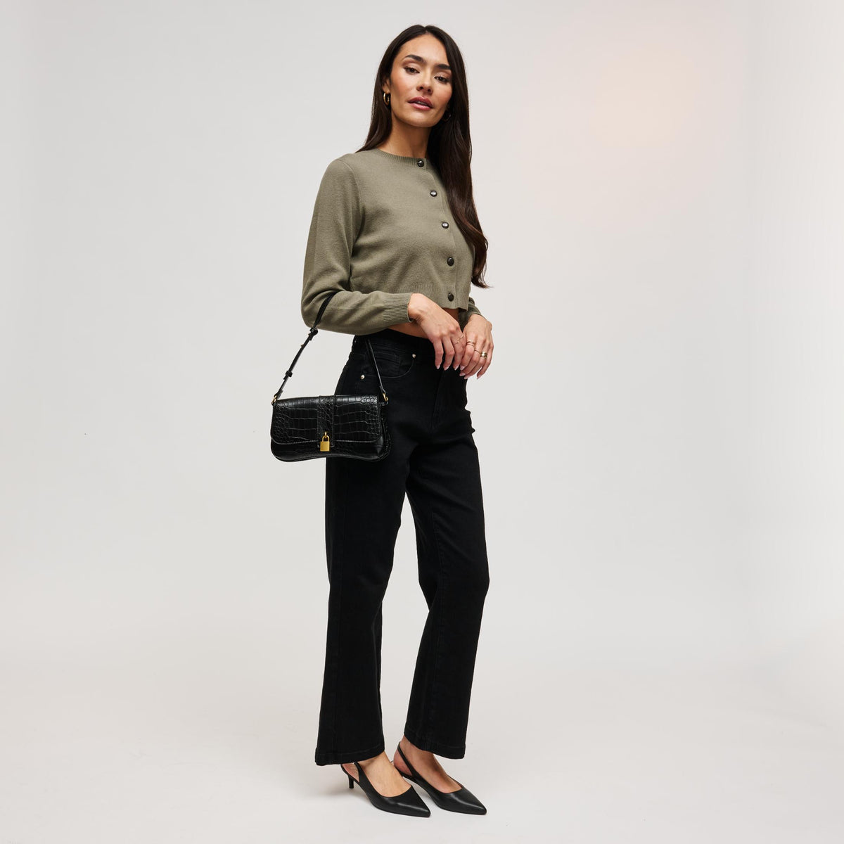 Woman wearing Black Urban Expressions Marsilee Shoulder Bag 840504212246 View 4 | Black