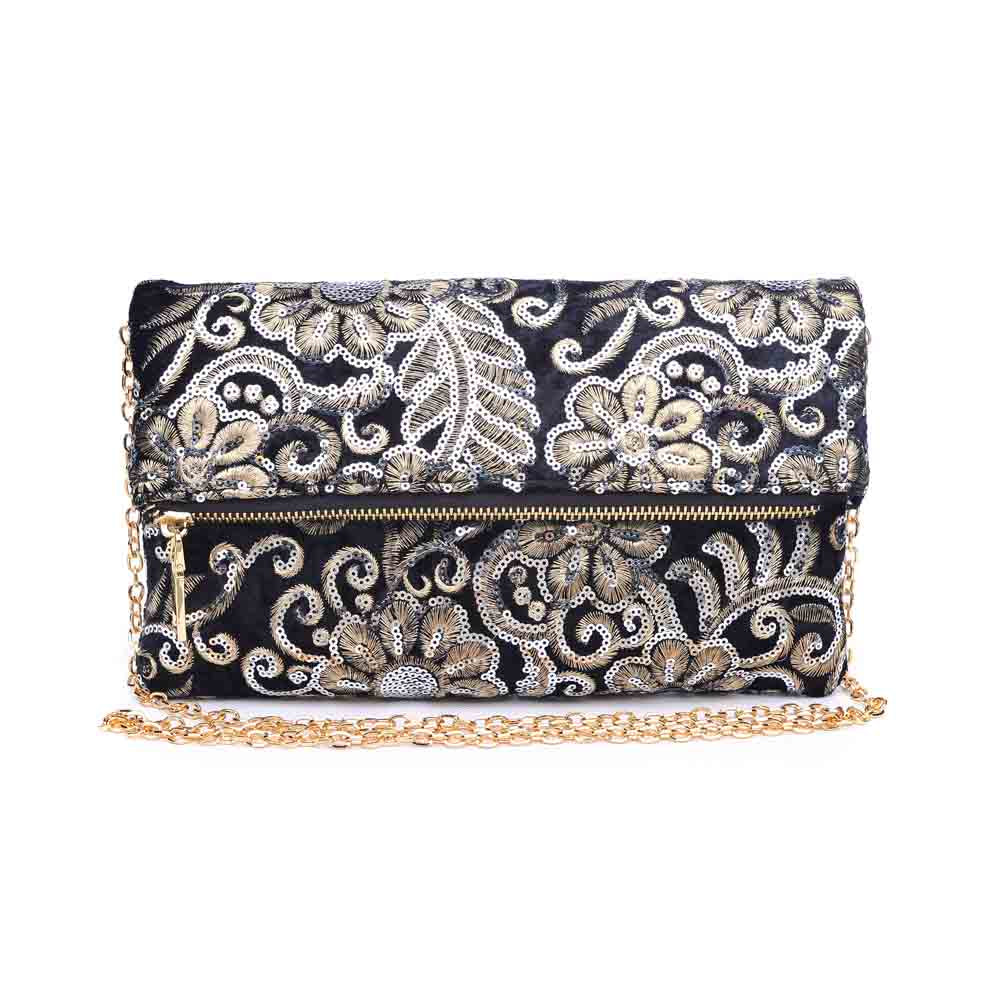 Woman wearing Gold Urban Expressions Rhapsody Clutch 840611139719 View 5 | Gold