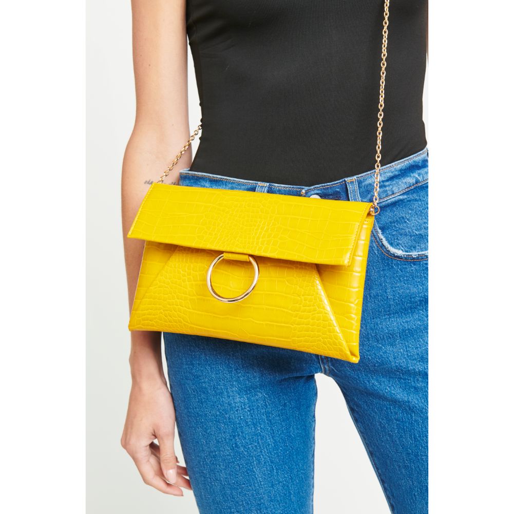 Woman wearing Mustard Croc Urban Expressions Alyssa Clutch 840611157317 View 1 | Mustard Croc