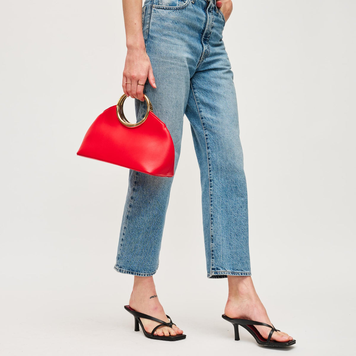 Woman wearing Red Urban Expressions Belinda Evening Bag 840611153173 View 4 | Red