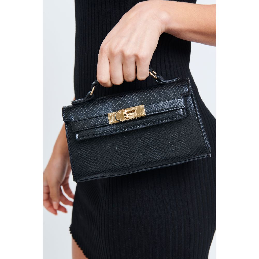 Woman wearing Black Urban Expressions Georgina Snake Crossbody 840611181268 View 3 | Black
