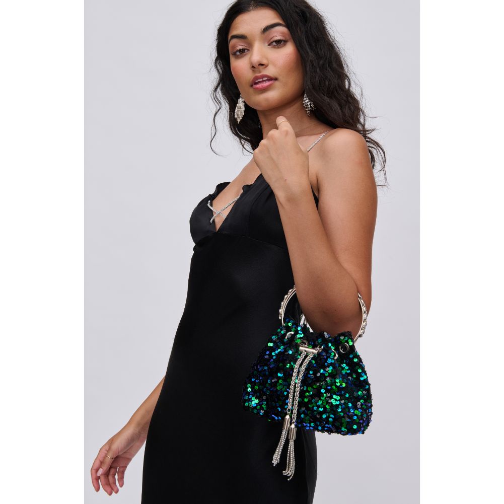 Woman wearing Peacock Urban Expressions Starsha Evening Bag 840611113498 View 1 | Peacock