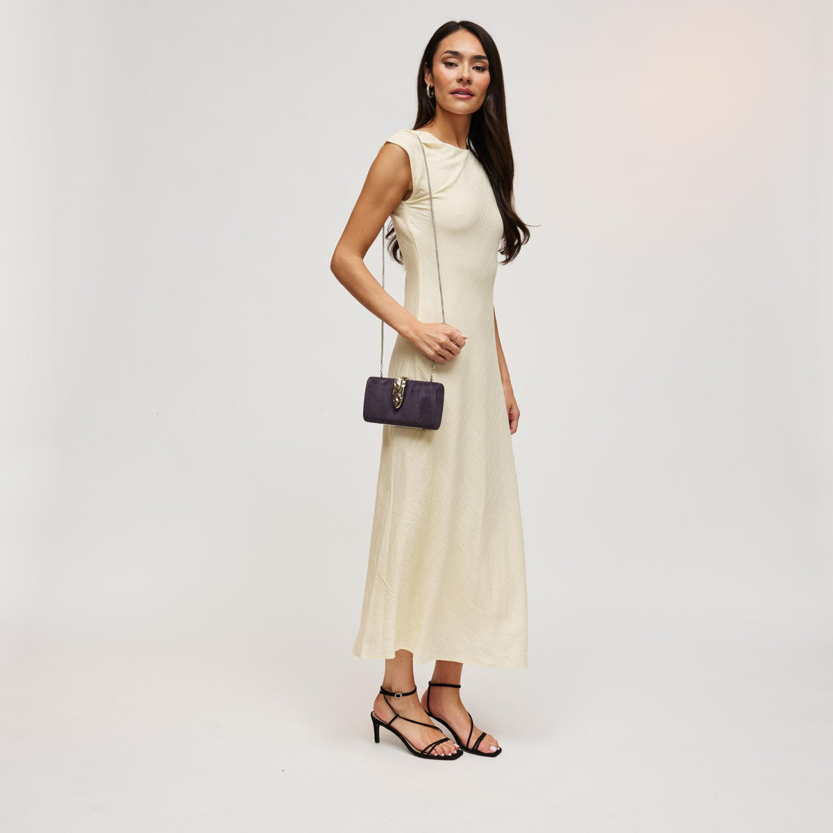 Woman wearing Grape Urban Expressions Babe Clutch 840504214141 View 3 | Grape