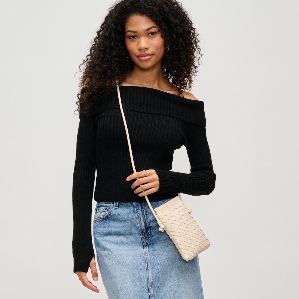 Woman wearing Oatmilk Urban Expressions Jackie Crossbody 840611141965 View 2 | Oatmilk