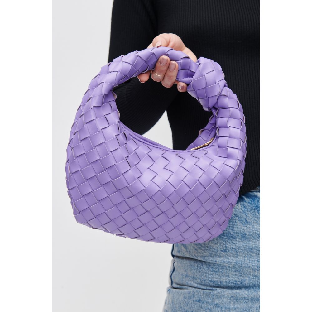 Woman wearing Orchid Urban Expressions Tracy - Woven Clutch 840611107824 View 4 | Orchid