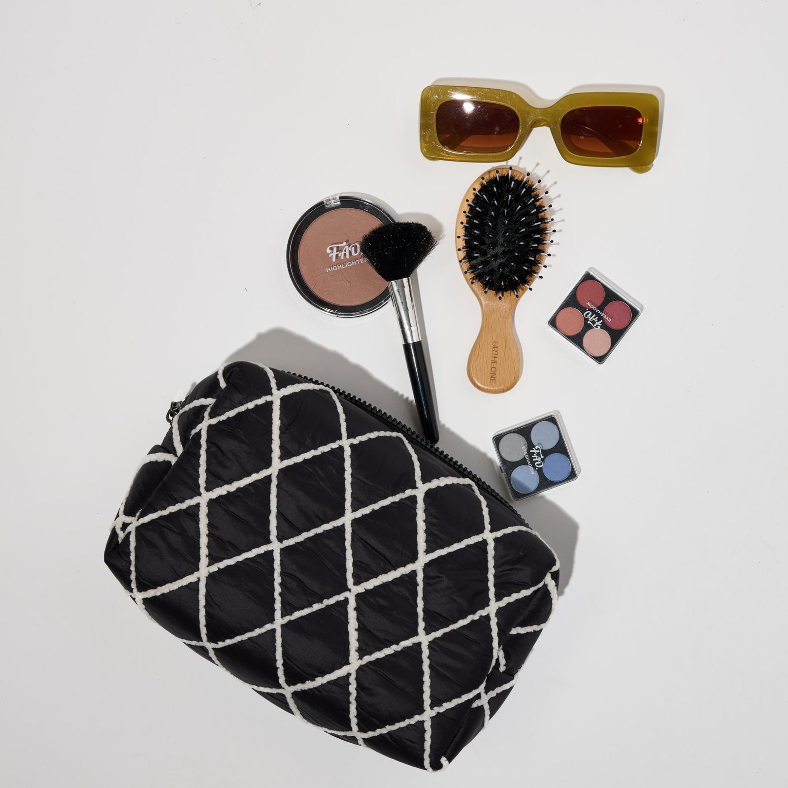 Woman wearing Black Urban Essentials Zinnia Cosmetic & Travel Organizer Pouch 818209017152 View 1 | Black