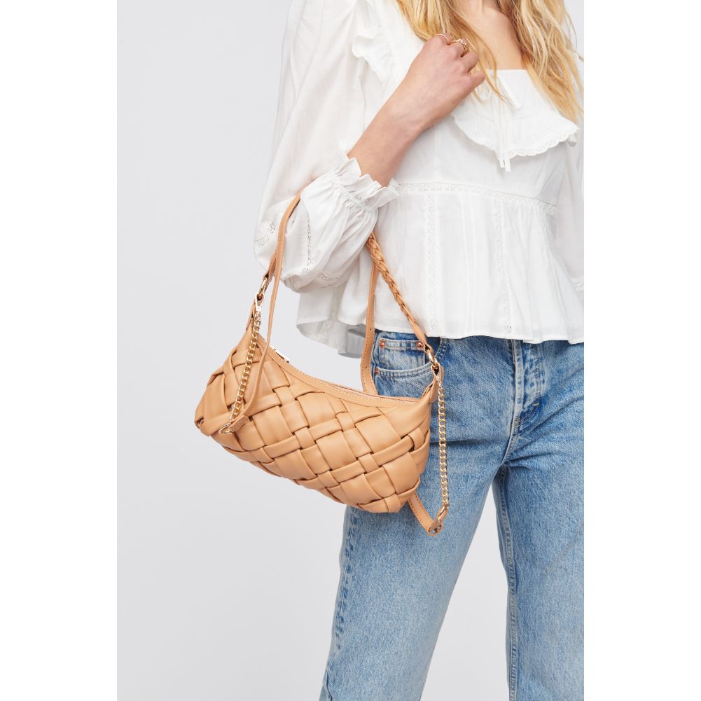 Woman wearing Camel Urban Expressions Paulette Baguette 818209016452 View 2 | Camel