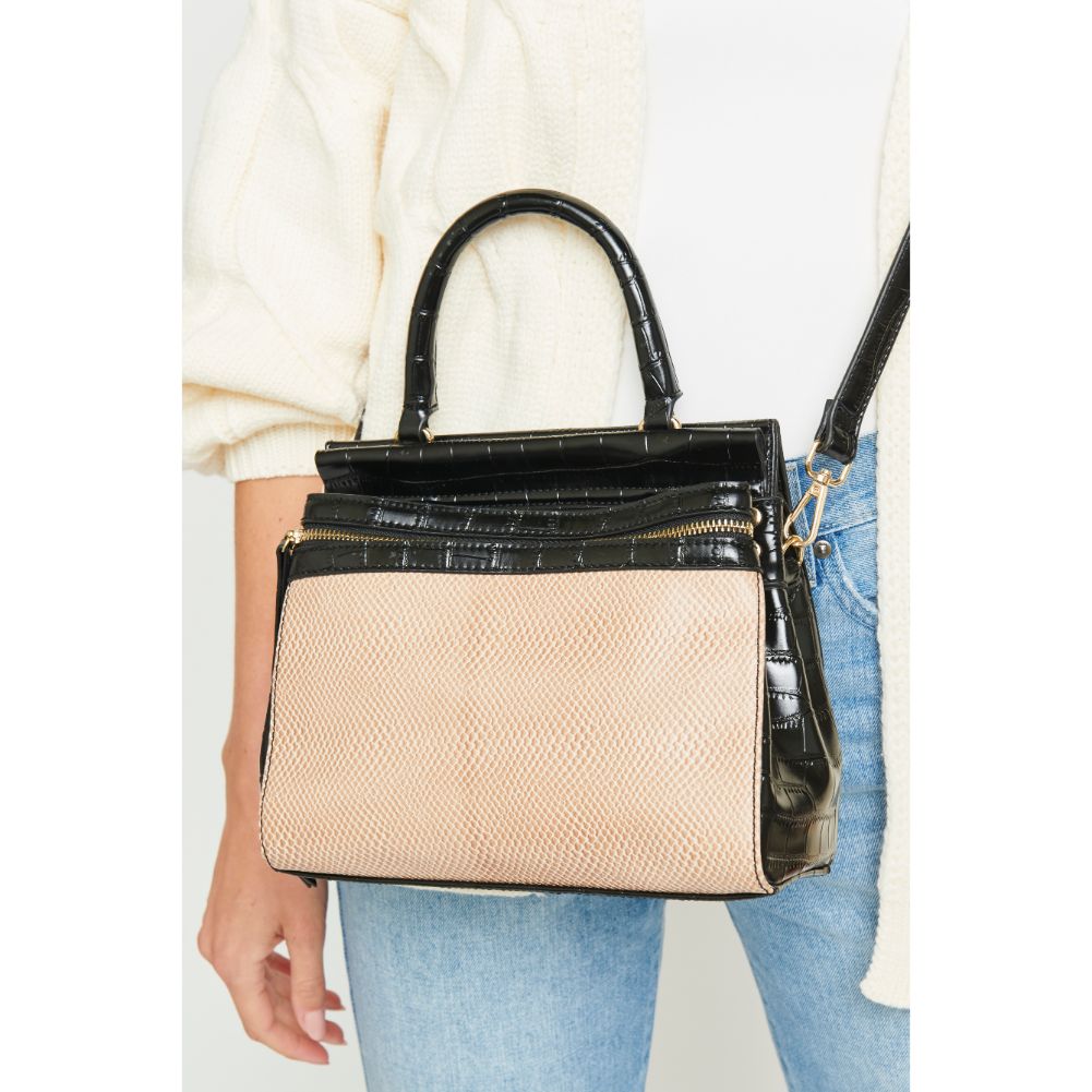 Woman wearing Black Beige Urban Expressions Piper Satchel 840611153913 View 1 | Black Beige