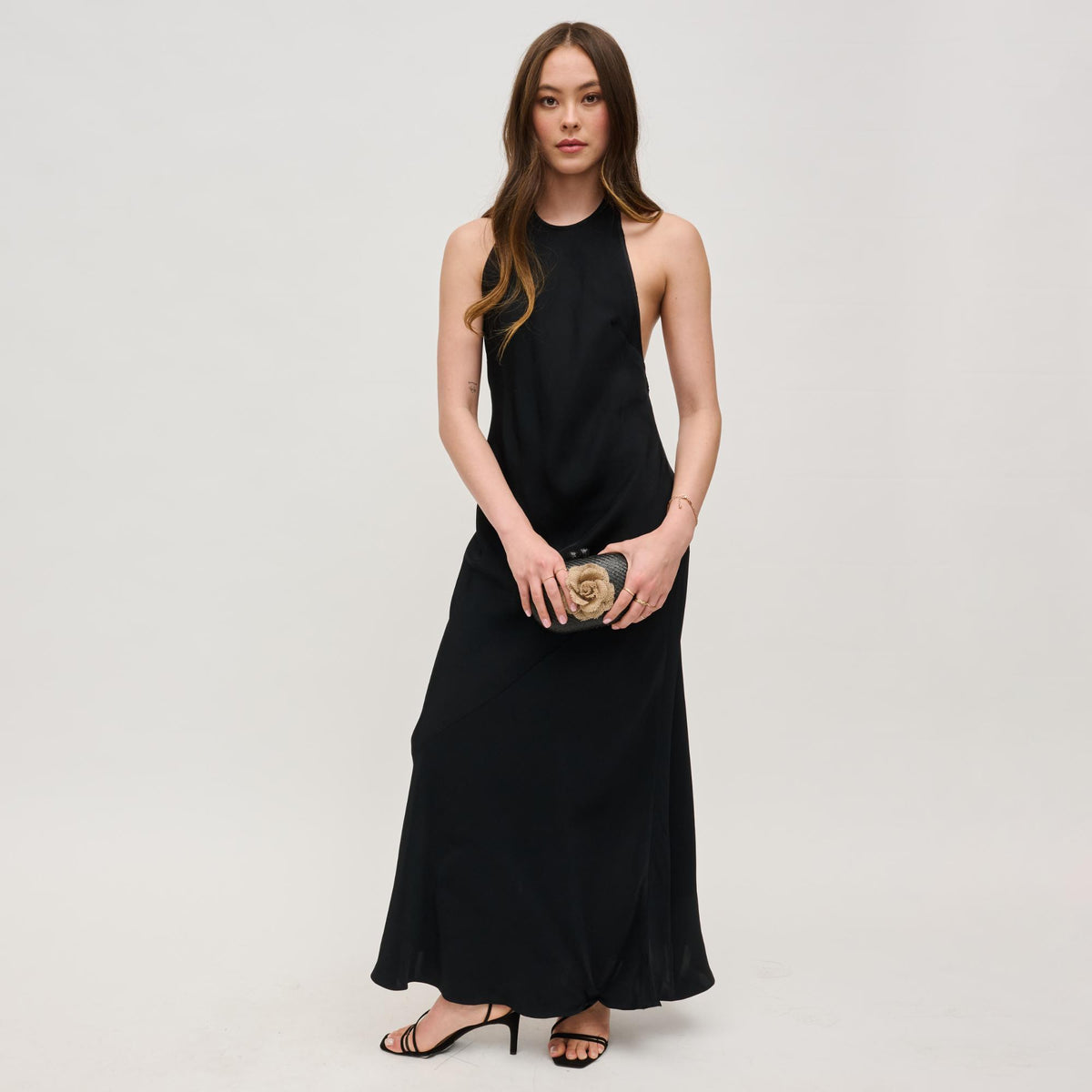 Woman wearing Black Urban Expressions Fleur Evening Bag 840611156488 View 3 | Black