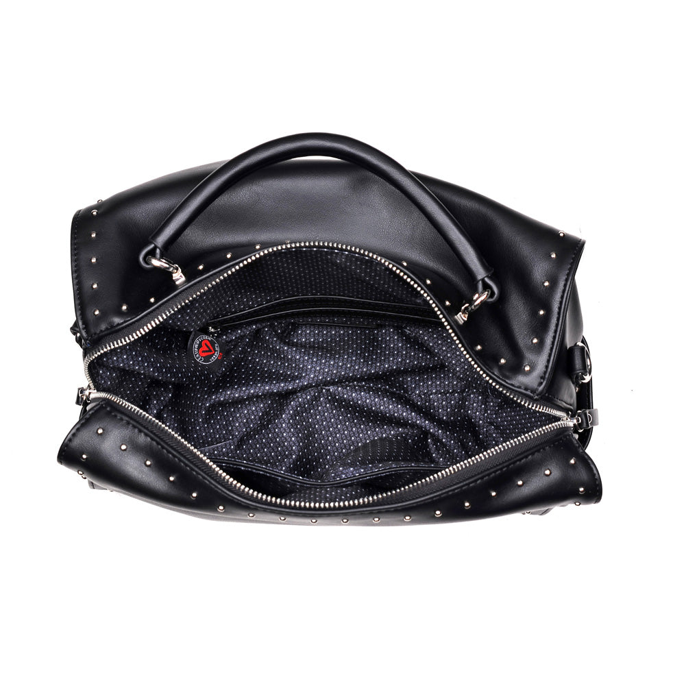 Woman wearing Black Urban Expressions Madden Satchel 840611153739 View 9 | Black