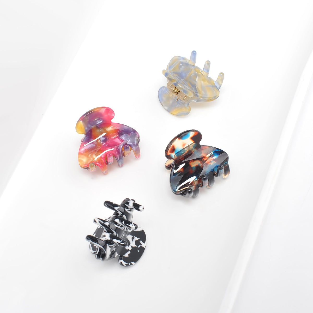 Urban Expressions Mini Hair Claw - Assorted 4 Pack Hair Claw 818209013413 View 2 | Black Midnight Cream Fuchsia