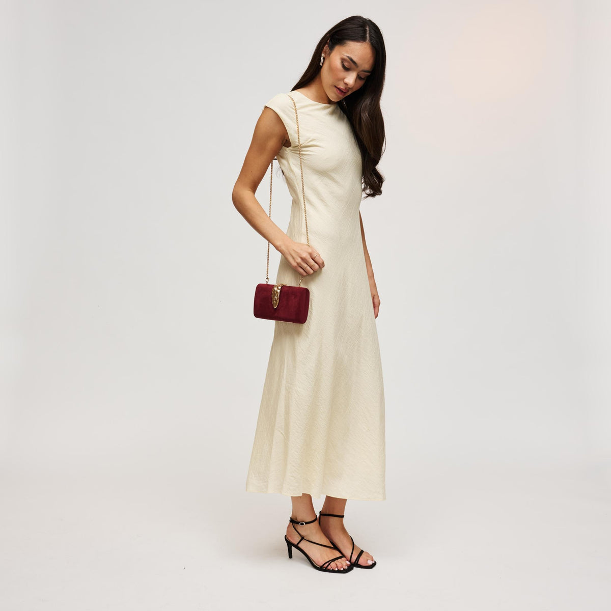 Woman wearing Burgundy Urban Expressions Babe Clutch 840504214134 View 3 | Burgundy