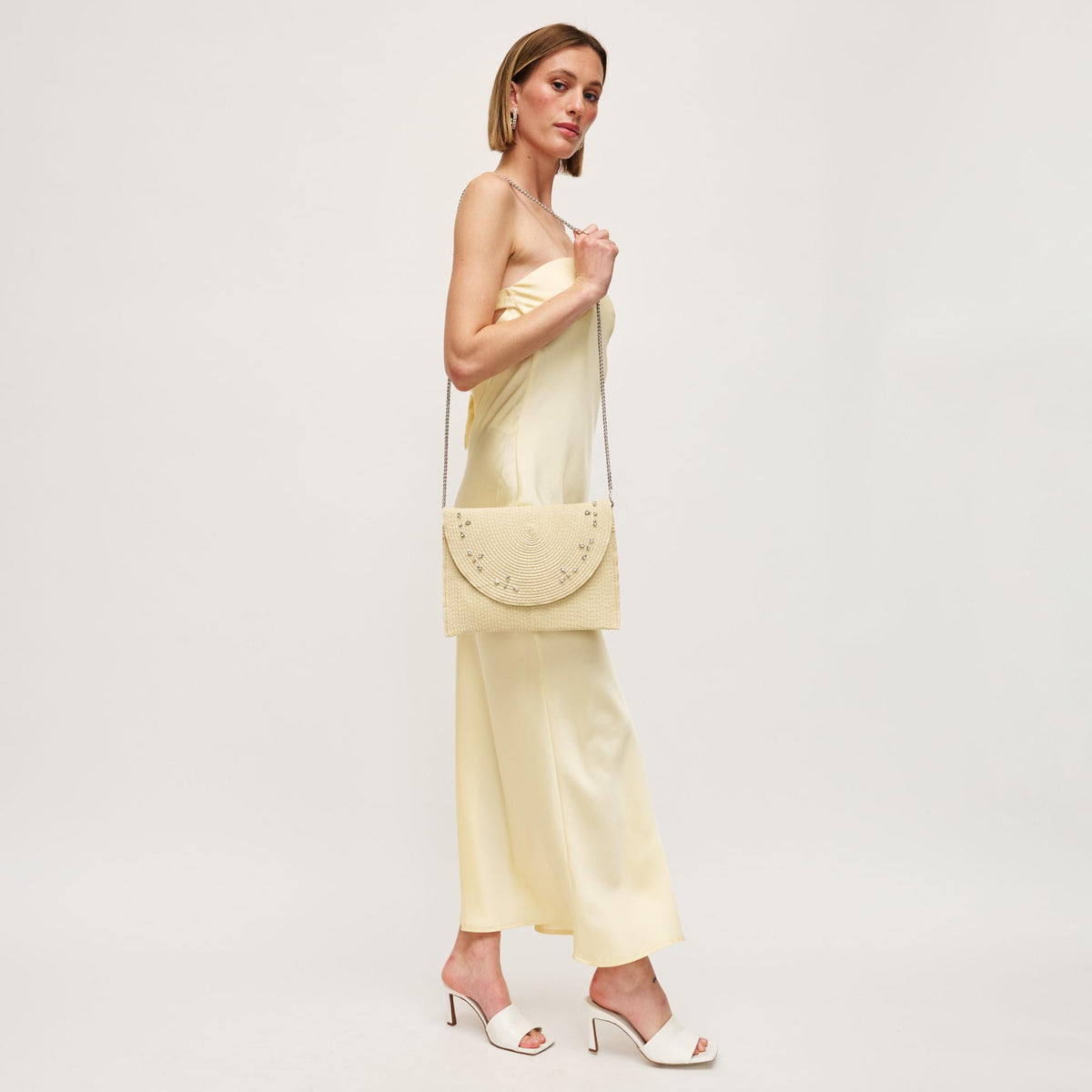 Woman wearing Cream Urban Expressions Emily Clutch 840611152732 View 4 | Cream