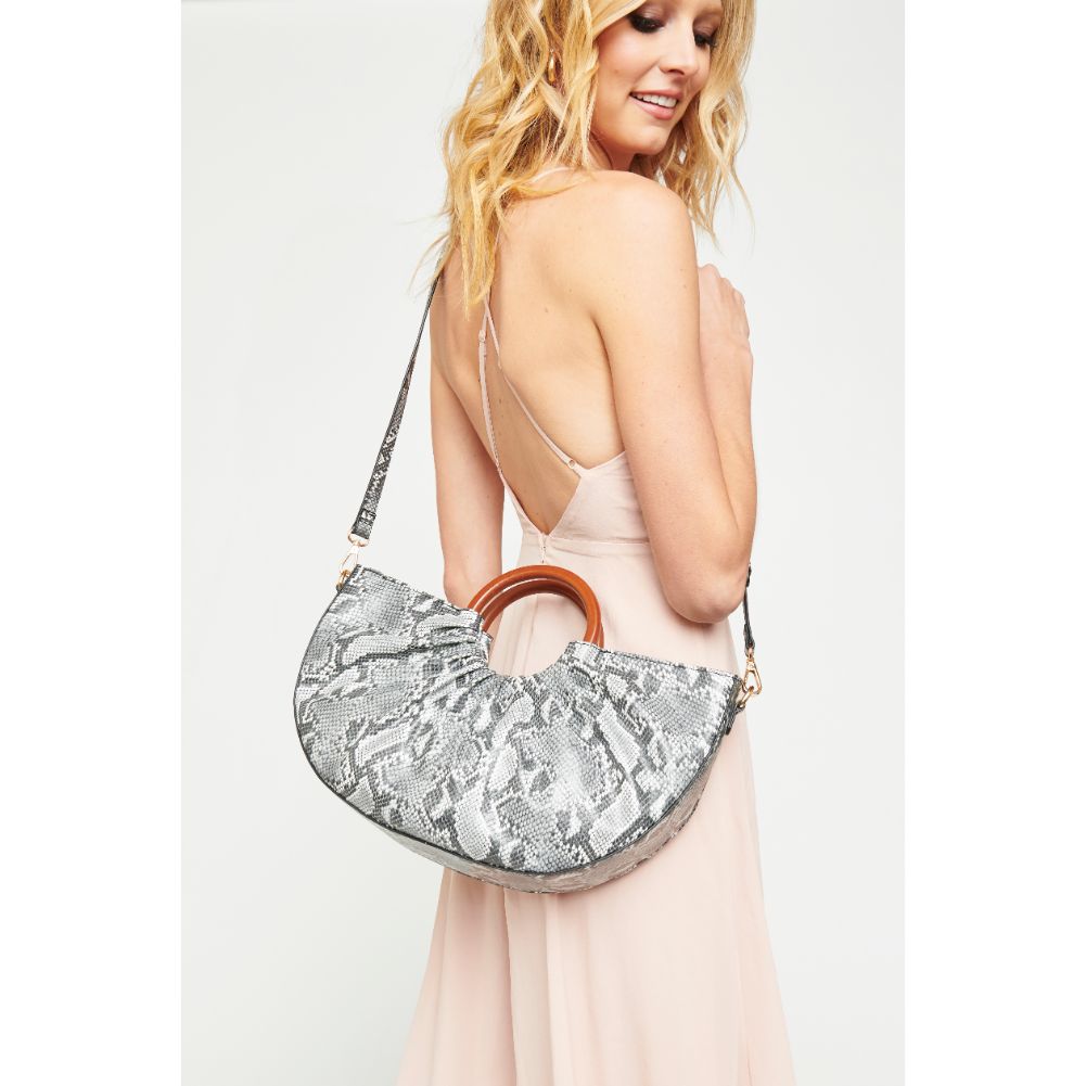Woman wearing Black Urban Expressions Moon Satchel 840611172662 View 1 | Black