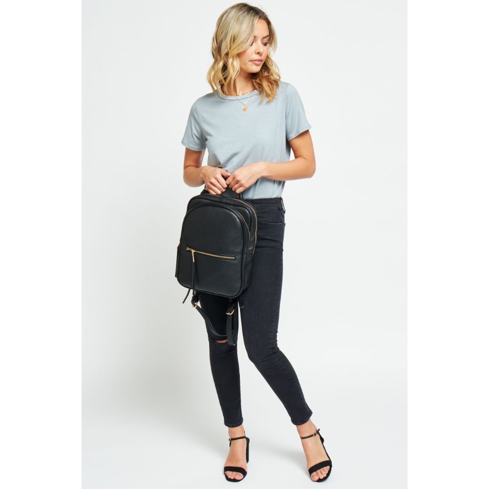Woman wearing Black Urban Expressions Mercer Backpack 840611178855 View 2 | Black