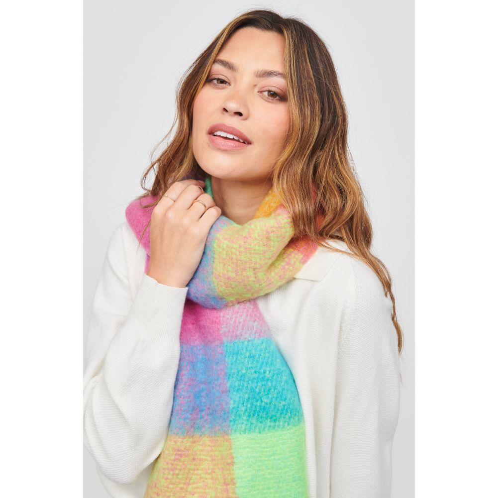 Woman wearing Orange Multi Urban Expressions MAGGIO Scarves 840611103963 View 1 | Orange Multi