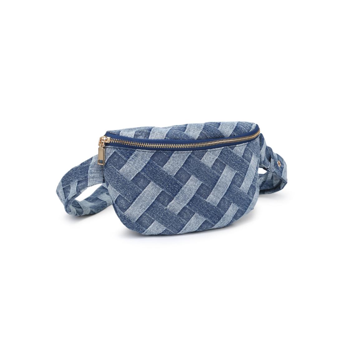 Woman wearing Denim Urban Expressions Leslie Belt Bag 840611160744 View 6 | Denim