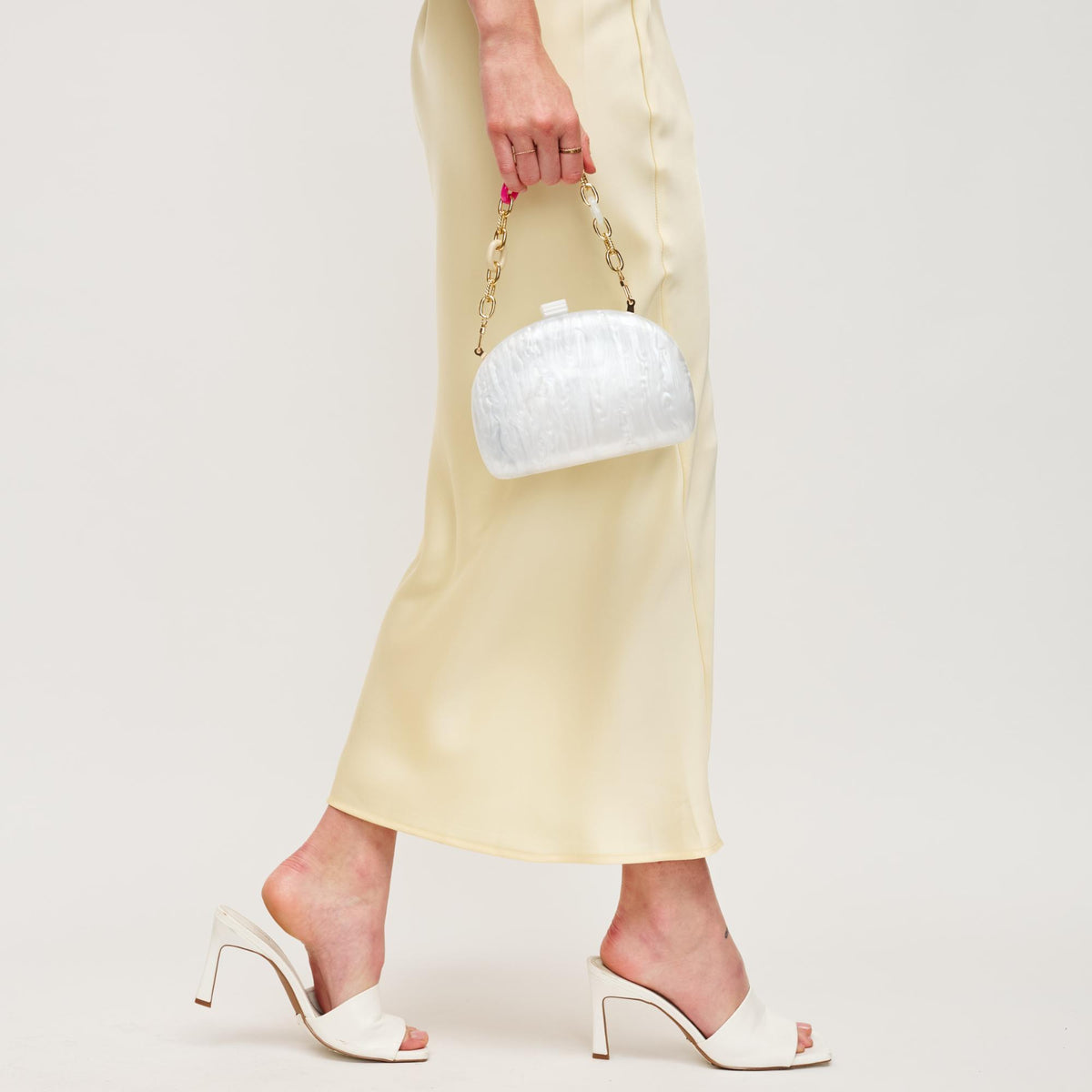 Woman wearing Ivory Urban Expressions Morgan Evening Bag 840611151490 View 2 | Ivory