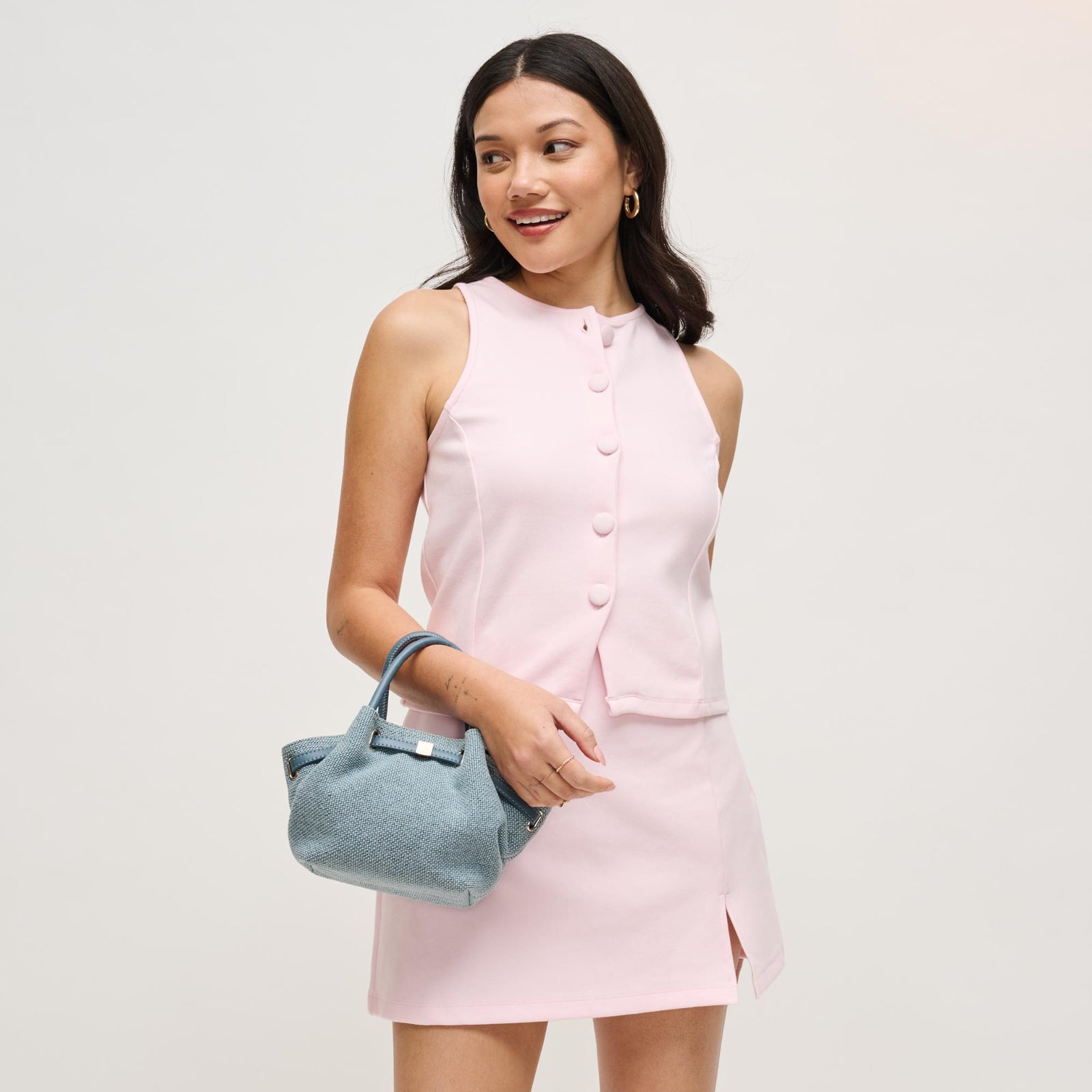 Woman wearing Denim Urban Expressions Selena - Denim Crossbody 840504204890 View 1 | Denim