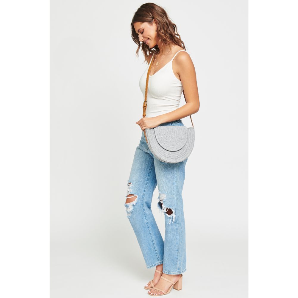 Woman wearing Grey Urban Expressions Leland Crossbody 840611171603 View 3 | Grey