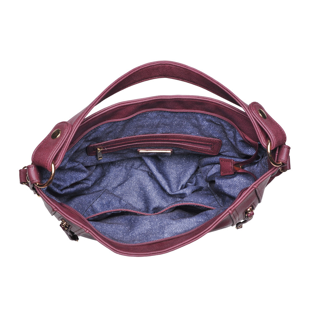 Product Image of Urban Expressions Jessica Pebble Satchel NA-840611155221 View 4 | Burgundy