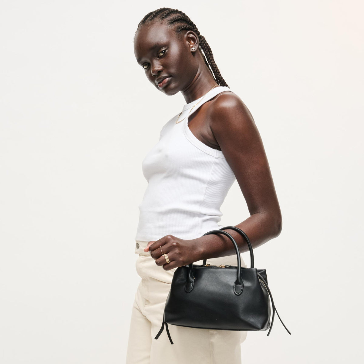 Woman wearing Black Urban Expressions Logan Crossbody 840504205347 View 4 | Black