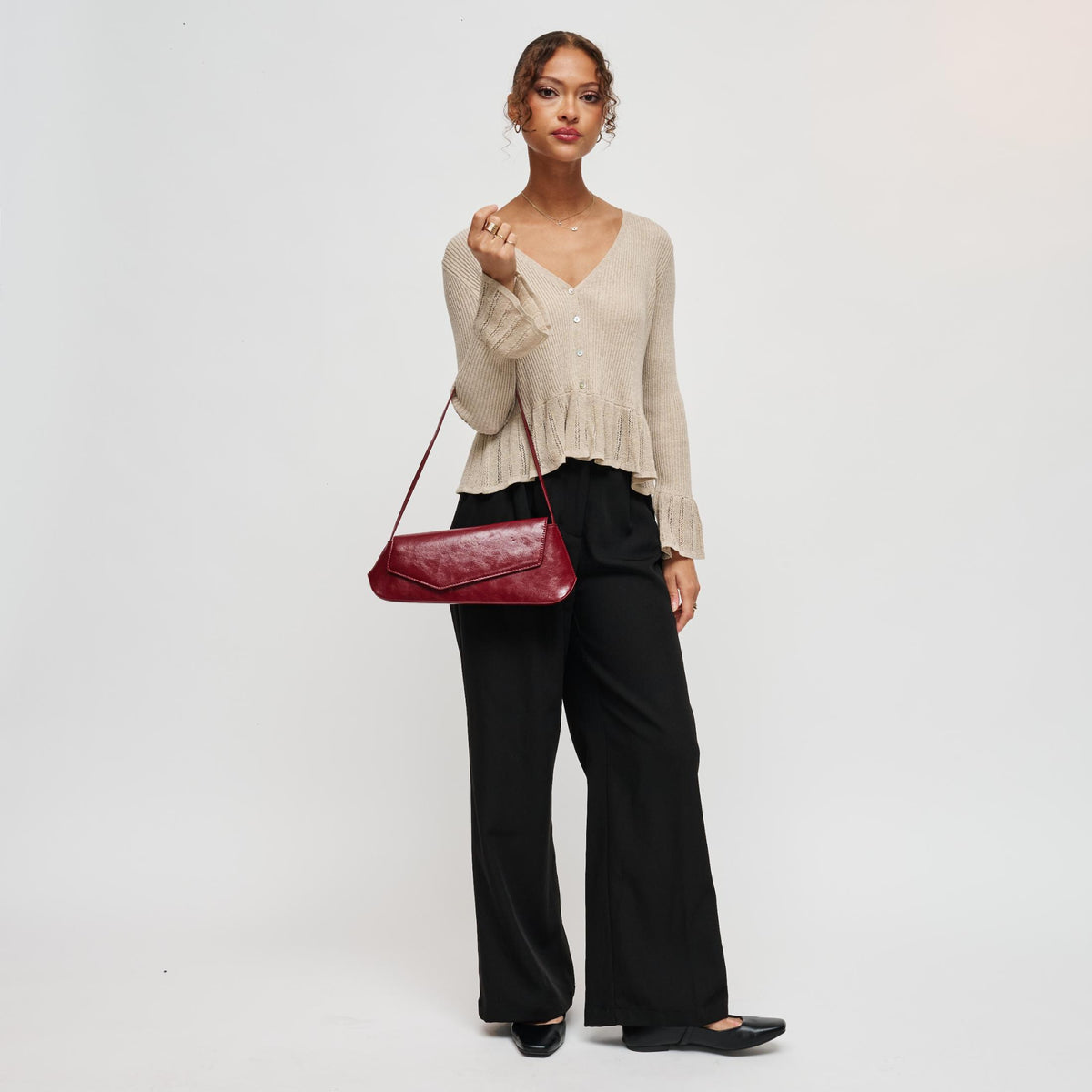 Woman wearing Wine Urban Expressions Mett Shoulder Bag 840504212697 View 4 | Wine