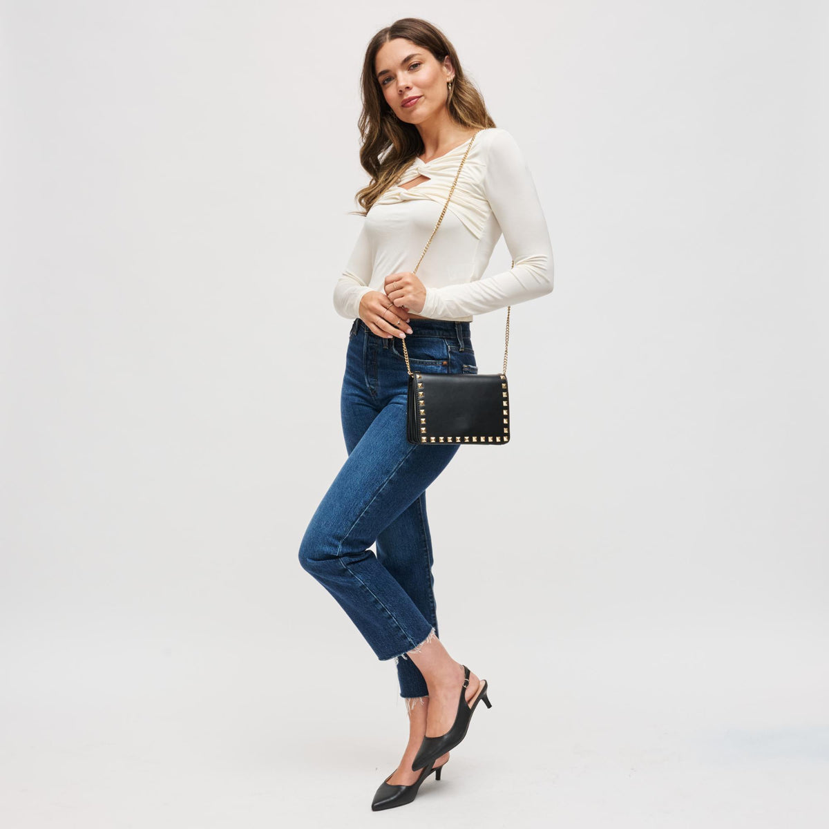 Woman wearing Black Urban Expressions Calista Crossbody 840504200403 View 3 | Black