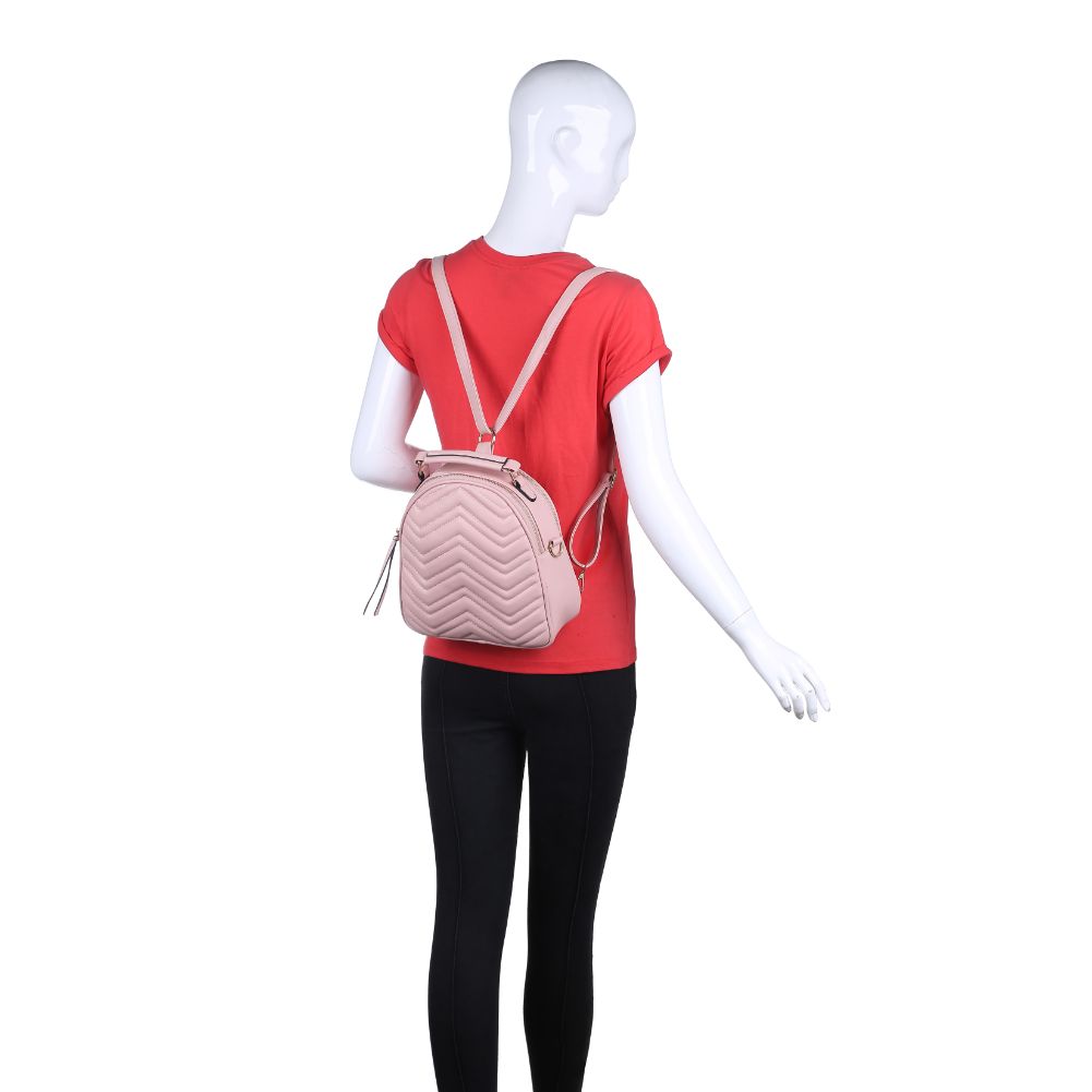 Product Image of Urban Expressions Constance V Stitch Double Zip Backpack 840611168597 View 5 | Blush