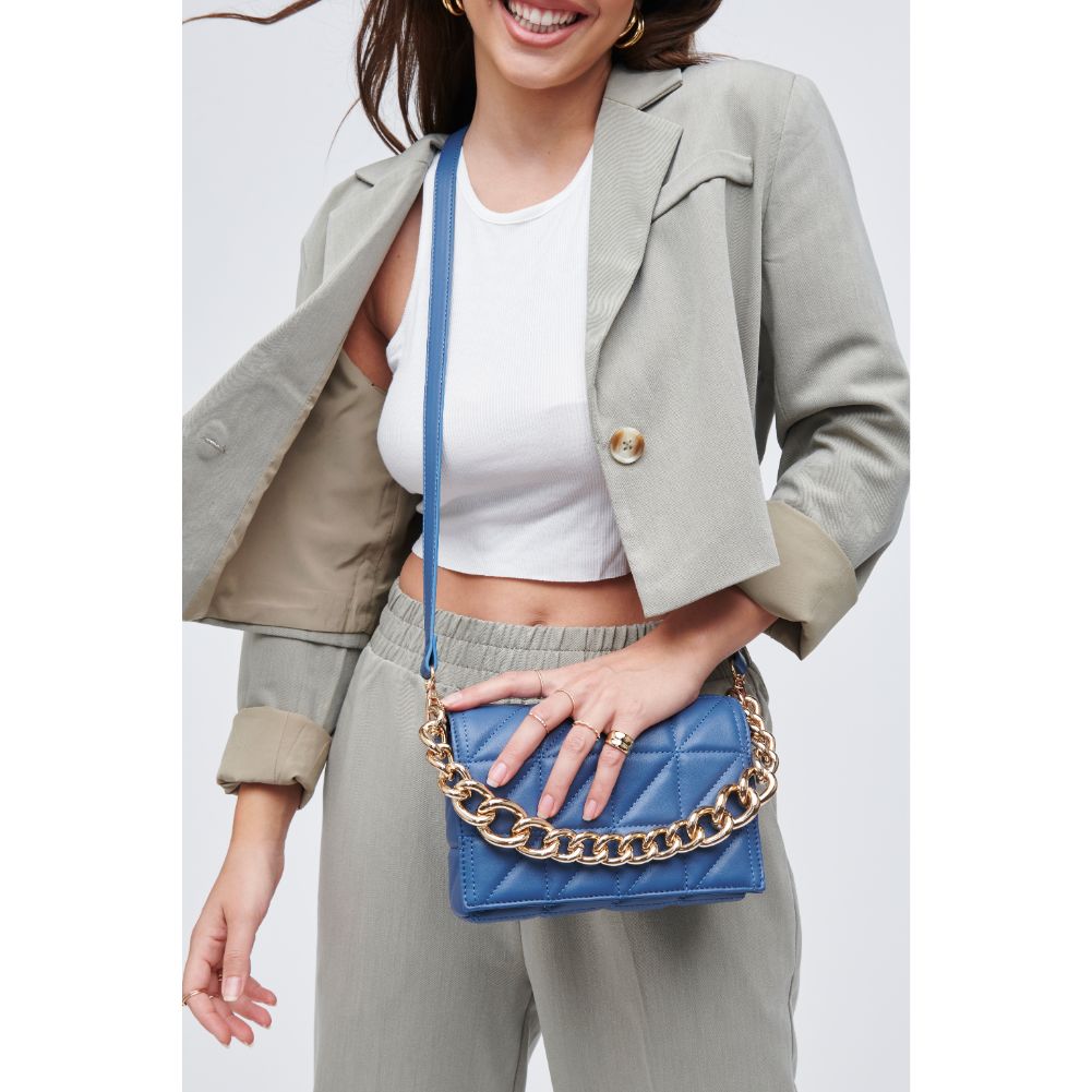 Woman wearing Denim Urban Expressions Alani Crossbody 818209011471 View 1 | Denim