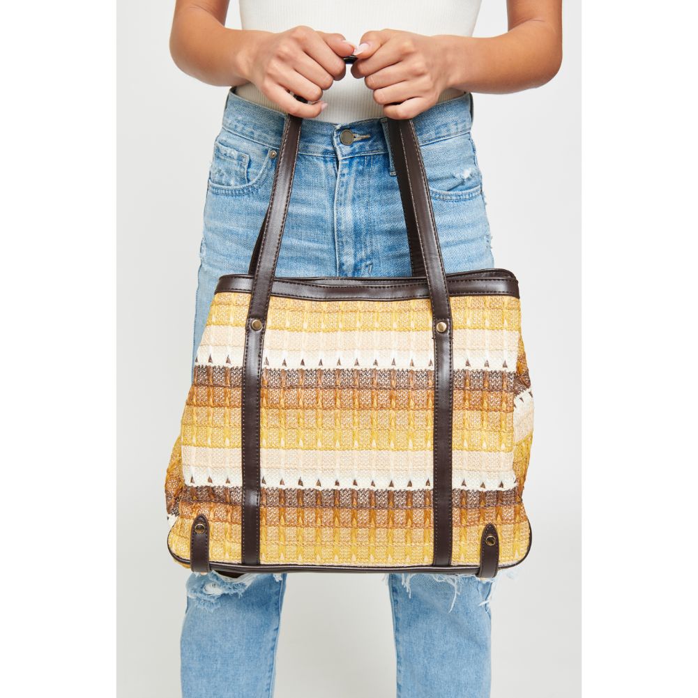 Woman wearing Beige Multi Urban Expressions Journey Tote 840611111203 View 2 | Beige Multi