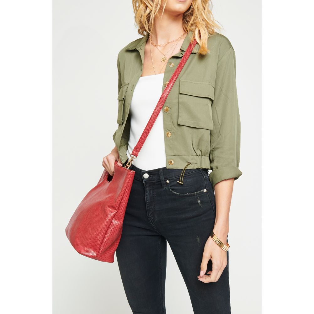 Woman wearing Red Urban Expressions Silas Tote 840611166845 View 4 | Red