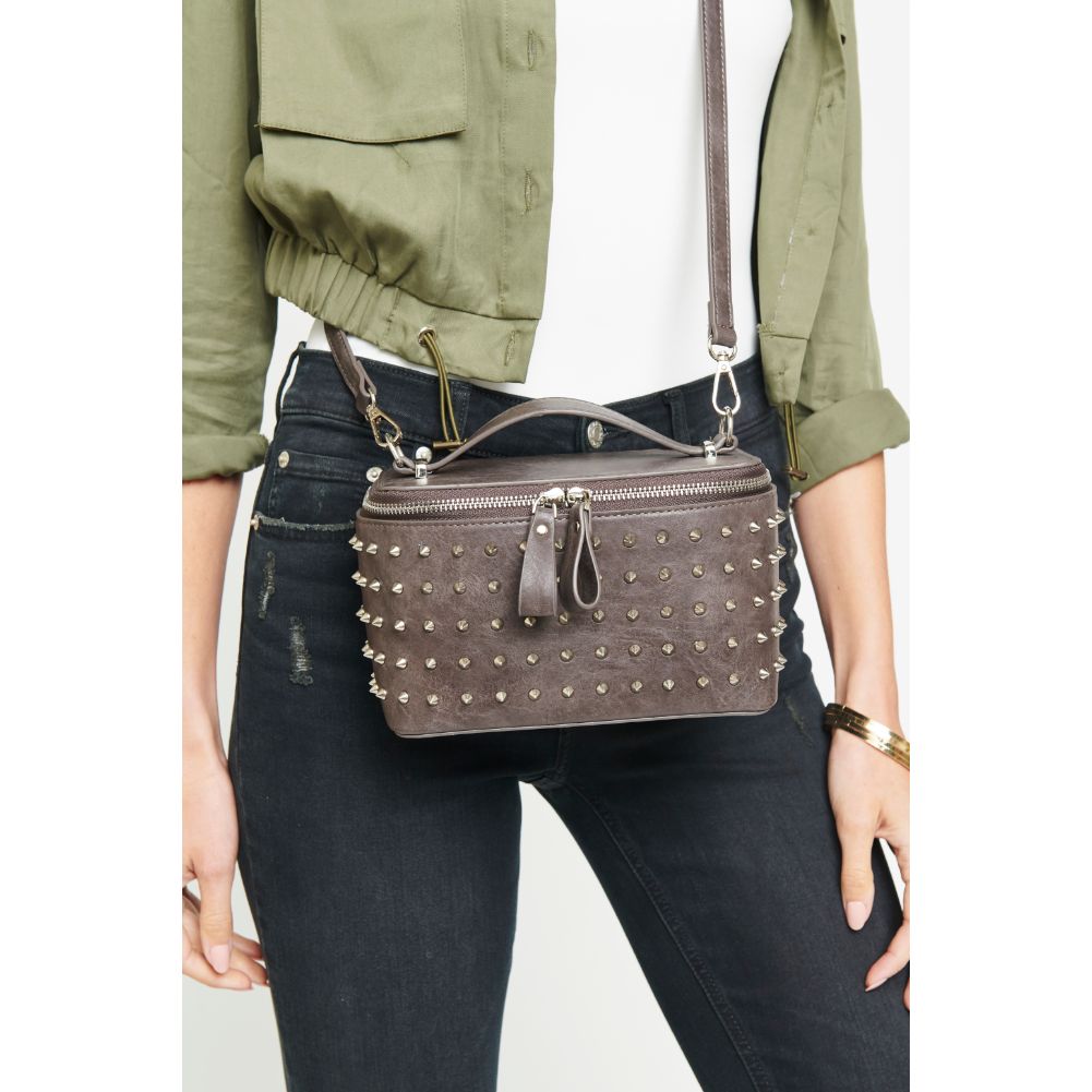Woman wearing Gunmetal Urban Expressions Lynx Crossbody NA-840611154026 View 2 | Gunmetal