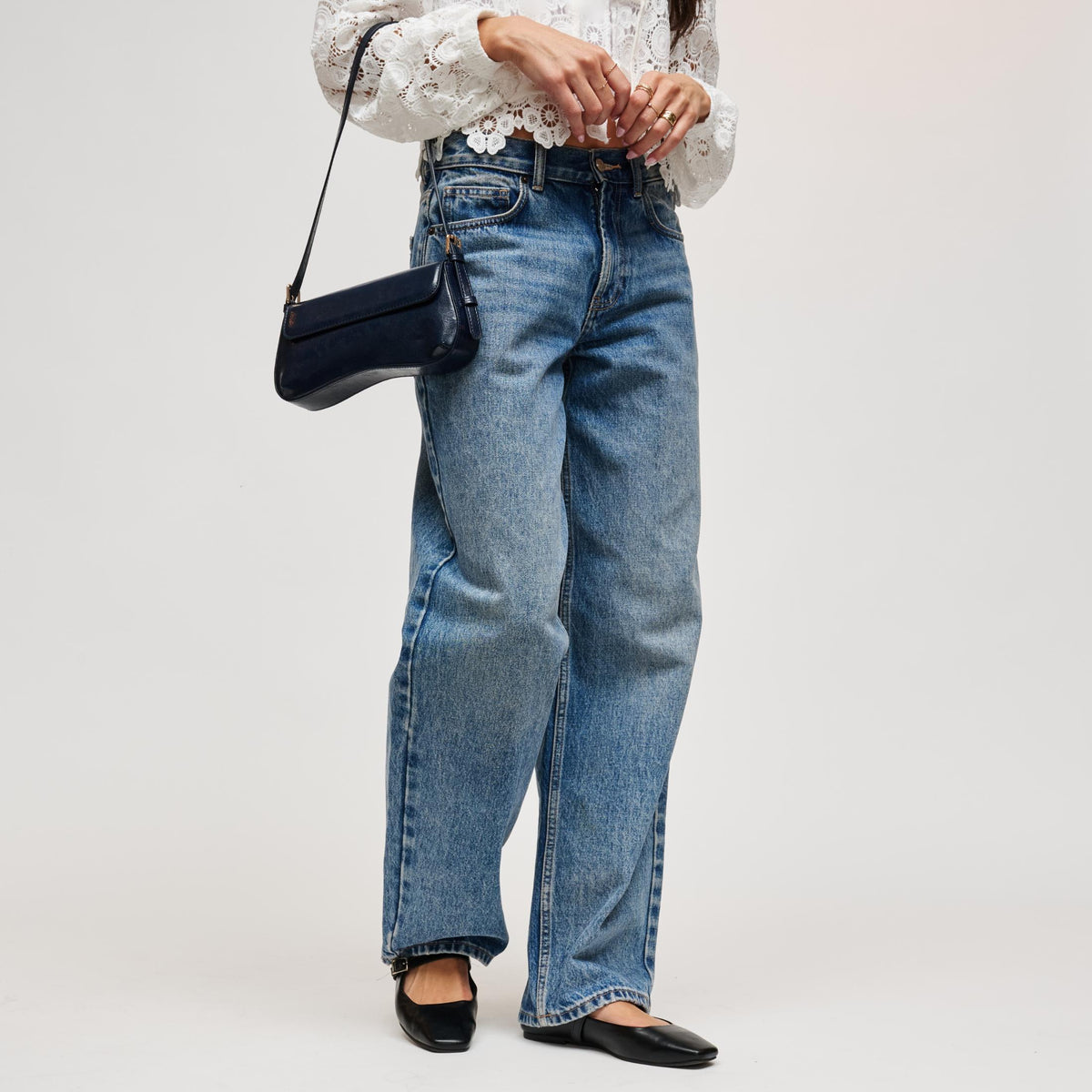Woman wearing Midnight Urban Expressions Jameson Shoulder Bag 840504212130 View 3 | Midnight