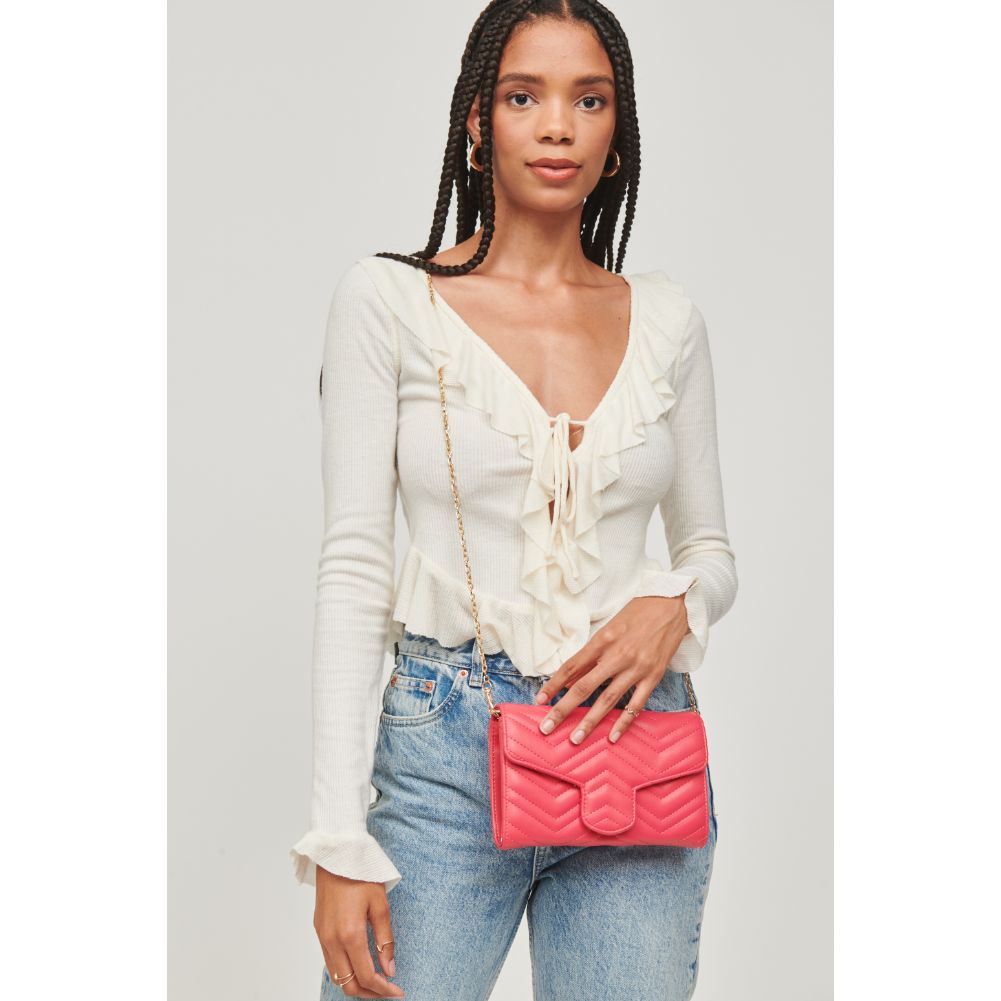 Woman wearing Raspberry Urban Expressions Gabriella Crossbody 840611110268 View 1 | Raspberry