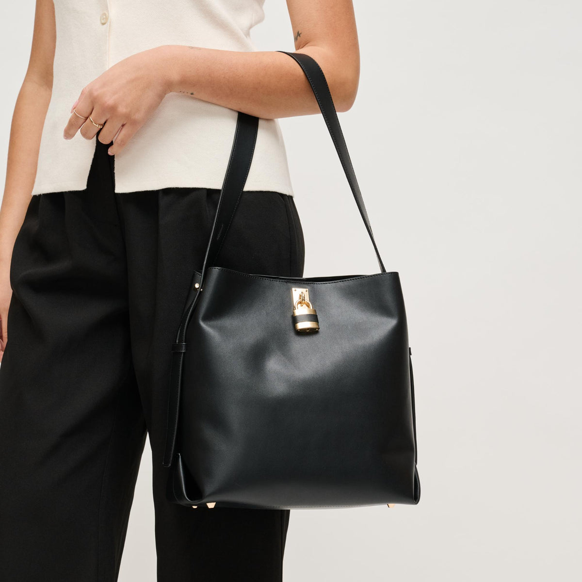 Woman wearing Black Urban Expressions Caroline Hobo 840504208331 View 2 | Black